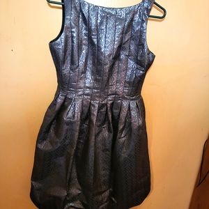 Maggie London Pewter Blue Metallic Shimmer Bubble Dress Women's  NWOT Size 4P